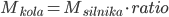  M_{kola} = M_{silnika} \cdot ratio